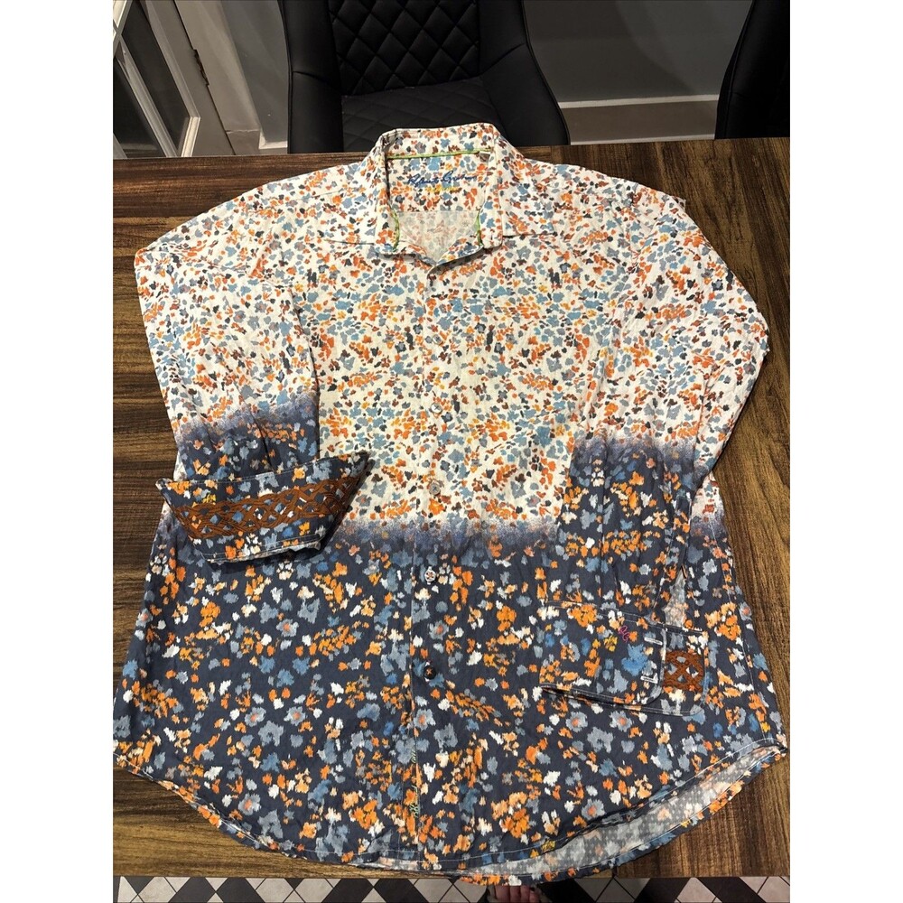 Robert Graham Exclusive Multicolored Long Sleeve Shirt Flip Cuff Size XL - EUC